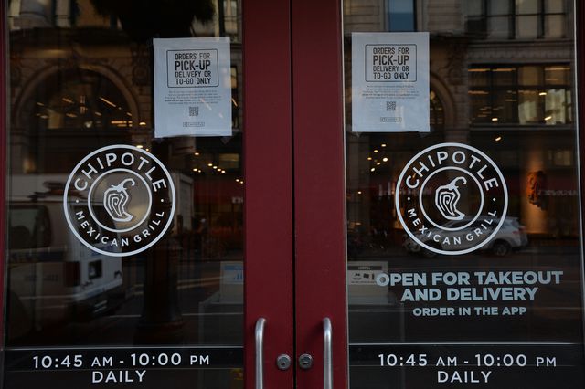 A Chipotle location in NYC on March 21st, 2020.